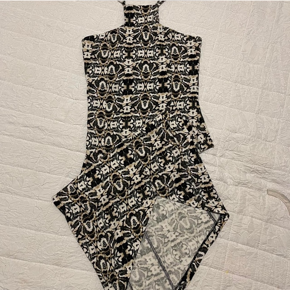 Express Black Patterned Sleeveless Halter Dress - image 3